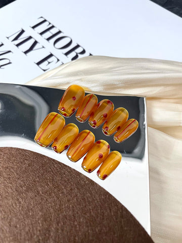 Transparent Light Brown French Nails
