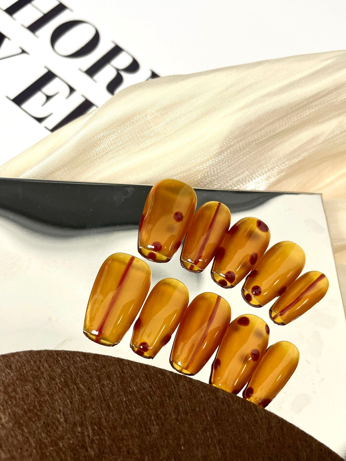 Transparent Light Brown French Nails