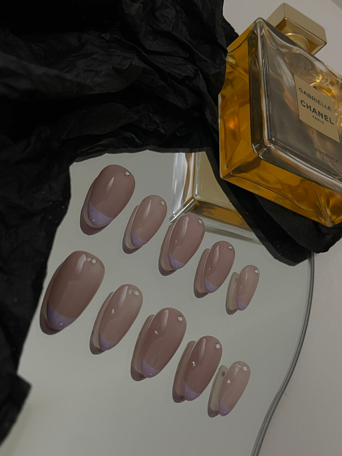 French Nails with Purple Tip