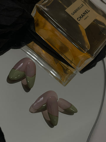French Nails with Green Tip