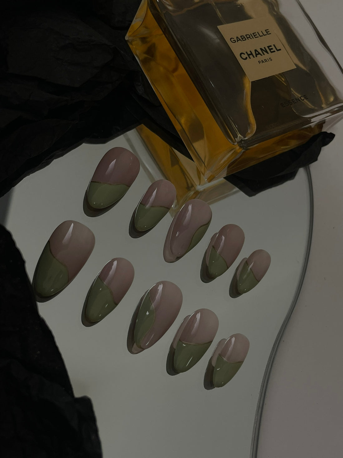 French Nails with Green Tip