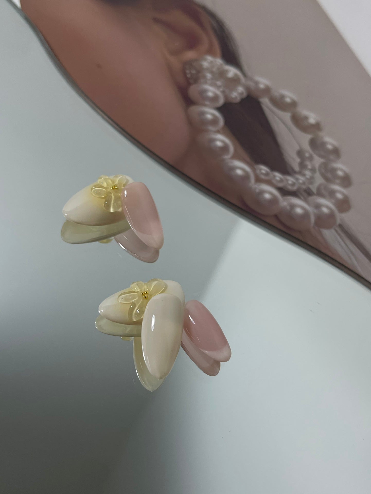 Presson French Nails with Yellow Flowers